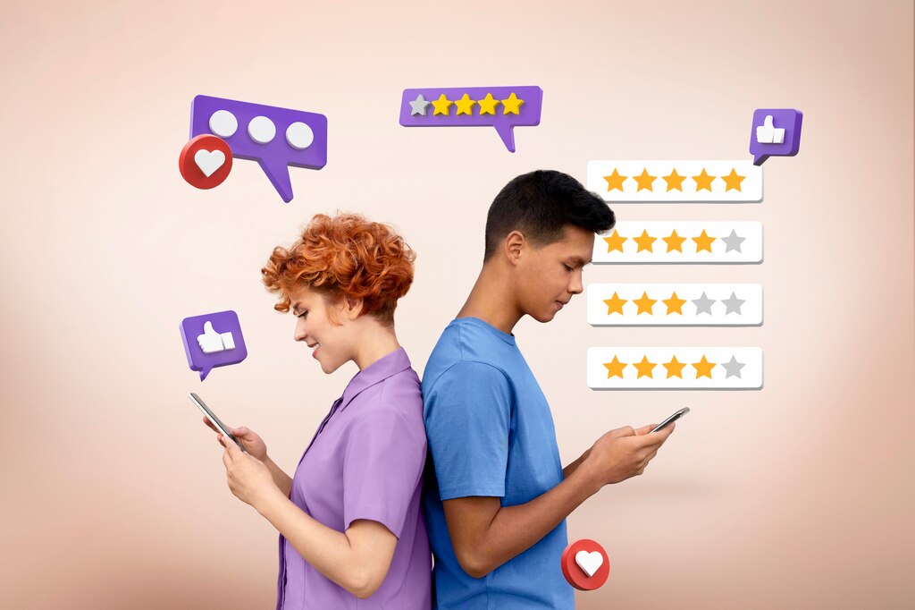 Medium shot young people with reviews